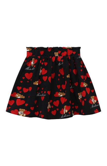 Детская хлопковая юбка MOSCHINO черного цвета, арт. HDJ02P/LDBB0/4A-8A | Фото 1 (Нос: Не проставлено; Материал внешний: Хлопок; Материал сплава: Проставлено)