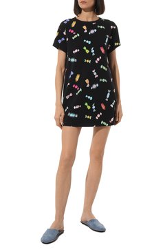 Женская хлопковая футболка MOSCHINO черного цвета, арт. 231V6/A0702/4412 | Фото 2 (Материал внешний: Хлопок; Женское Кросс-КТ: Футболка-белье, Домашние топы)