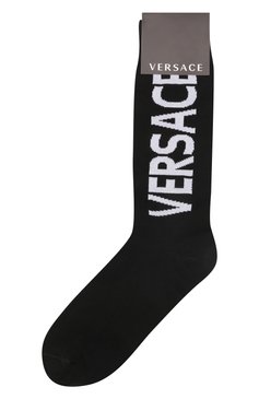 Мужские хлопковые носки VERSACE черного цвета, арт. ICZ0003/IK0104 | Фото 1 (Кросс-КТ: бельё; Материал сплава: Проставлено; Нос: Не проставлено; Материал внешний: Хлопок)
