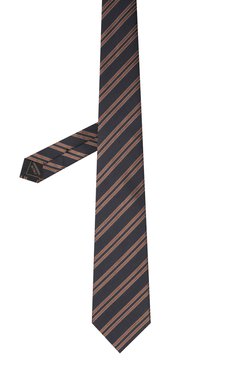 Мужской галстук из шелка и хлопка BRIONI коричневого цвета, арт. 062I00/P1446 | Фото 3 (Принт: С принтом; Материал: Текстиль, Шелк, Хлопок)