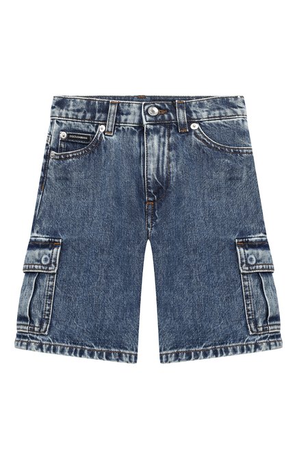 Детские джинсовые шорты DOLCE & GABBANA синего цвета, арт. L43Q42/LDC25/2-6 | Фото 1 (Материал внешний: Хлопок; Нос: Не проставлено; Материал сплава: Проставлено)