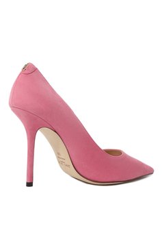 Женские замшевые туфли love 100 JIMMY CHOO розового цвета, арт. L0VE 100/BWJ | Фото 5 (Каблук высота: Высокий; Материал внутренний: Натуральная кожа; Материал сплава: Проставлено; Каблук тип: Шпилька; Подошва: Плоская; Драгоценные камни: Проставлено; Материал внешний: Замша)