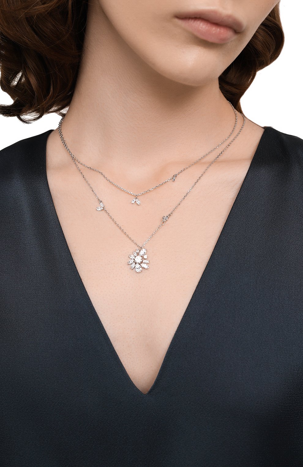 Женское колье gema SWAROVSKI серебряного цвета, арт. 5644658 | Фото 2 (Региональные ограничения белый список (Axapta Mercury): Не проставлено; Нос: Не проставлено; Материал: Металл)