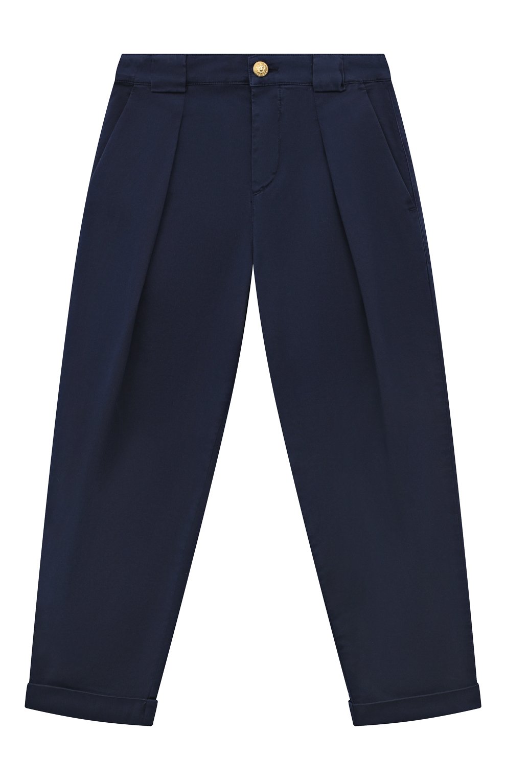 Детские хлопковые брюки BALMAIN синего цвета, арт. BS6S80 | Фото 1 (Случай: Повседневный; Материал сплава: Проставлено; Нос: Не проставлено; Материал внешний: Хлопок)