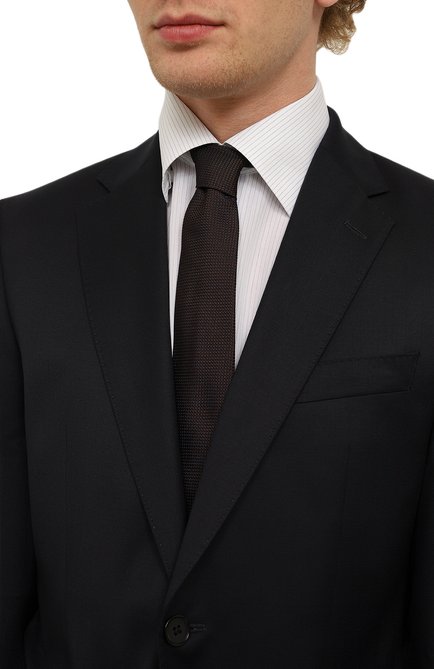 Мужской шелковый галстук VAN LAACK темно-коричневого цвета, арт. LER0Y/K04325 | Фото 2 (Нос: Не проставлено; Принт: Без принта; Материал: Текстиль, Шелк; Материал сплава: Проставлено)