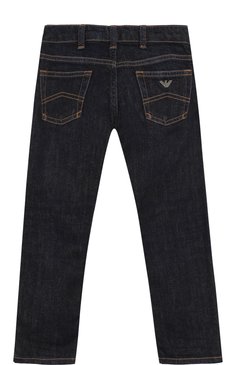 Детские джинсы прямого кроя EMPORIO ARMANI темно-синего цвета, арт. 6Z4J45/1D0NZ | Фото 2 (Материал внешний: Хлопок; Статус проверки: Проверено, Проверена категория)