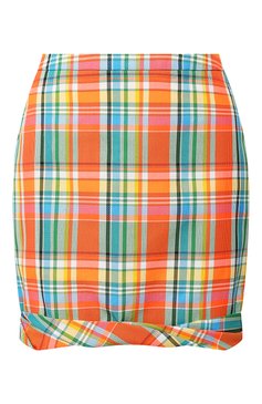 Женская мини-юбка REJINA PYO оранжевого цвета, арт. D155/C0TT0N BLEND CHECK | Фото 1 (Длина Ж (юбки, платья, шорты): Мини; Материал внешний: Синтетический материал; Женское Кросс-КТ: Юбка-одежда)