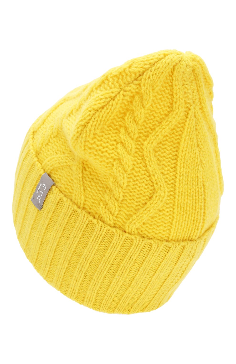 Женская кашемировая шапка FTC желтого цвета, арт. 770-0020 | Фото 2 (Материал: Те кстиль, Кашемир, Шерсть)
