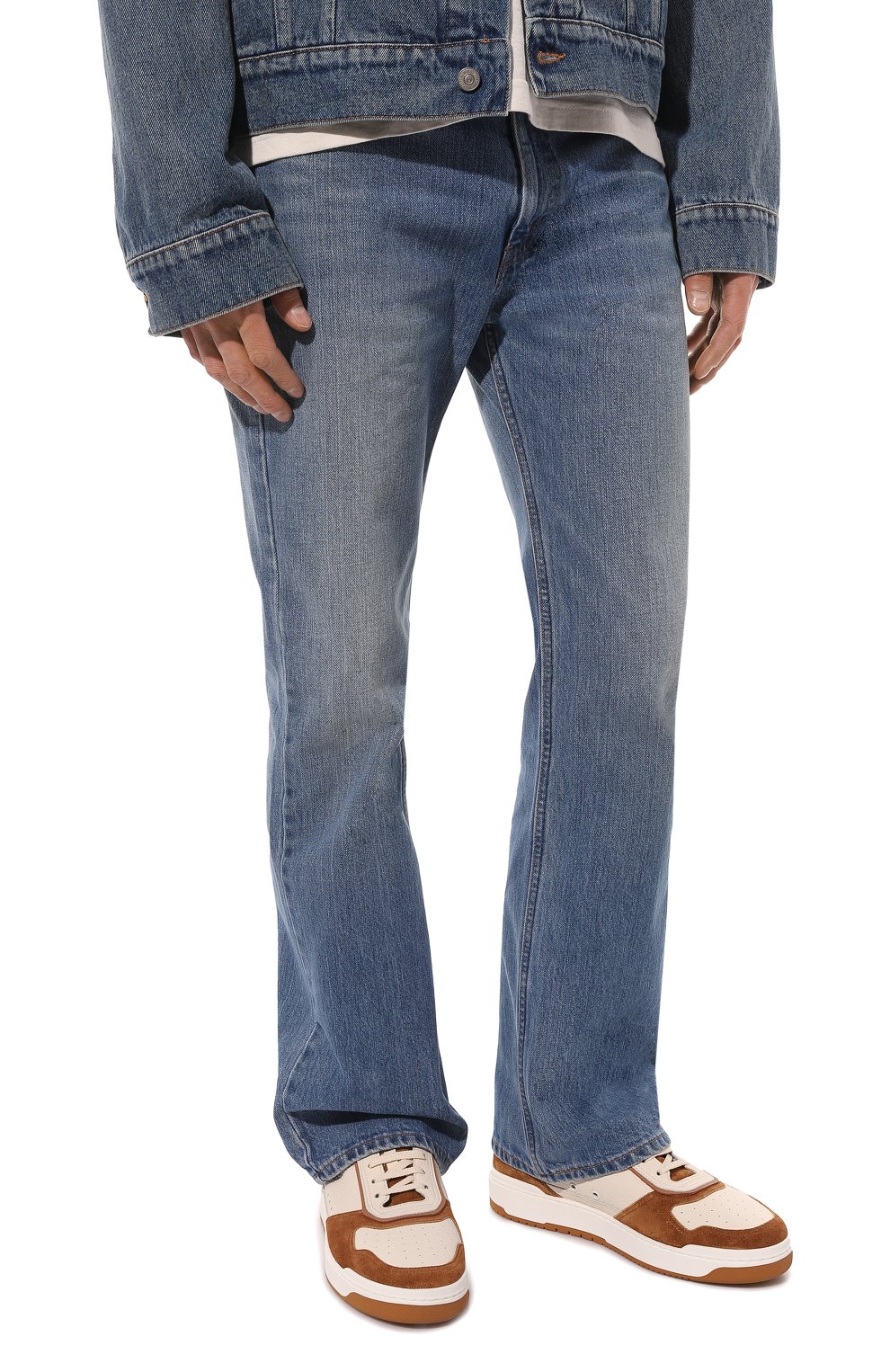 Мужские кожаные кеды BRUNELLO CUCINELLI коричневого цвета, арт. MZUASB2043 | Фото 3 (Материал внутренний: Натуральная кожа; Стили: Классический; Материал утеплителя: Без утеплителя)