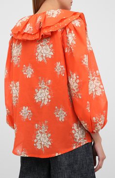 Женская хлопковая блузка ULYANA SERGEENKO красного цвета, арт. CMA003SS20P (0305т20) | Фото 4 (Рукава: Длинные; Длина (для топов): Стандартные; Принт: С принтом; Материал внешний: Хлопок; Женское Кросс-КТ: Блуза-одежда)