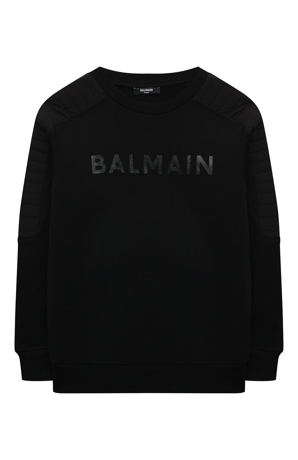 Детский хлопковый свитшот BALMAIN черного цвета, арт. BT4P50 | Фото 1 (Рукава: Длинные; Материал сплава: Проставлено; Материал внешний: Хлопок; Драгоценные камни: Проставлено; Мальчики Кросс-КТ: Свитшот-одежда)