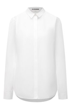 Женская хлопковая рубашка JIL SANDER белого цвета, арт. JSXU600005-WU245500 | Фото 1 (Рукава: Длинные; Принт: Без принта; Женское Кросс-КТ: Рубашка-одежда; Длина (для топов): Стандартные; Региональные ограничения белый список (Axapta Mercury): RU; Материал внешний: Хлопок; Стили: Классический, Минимализм)