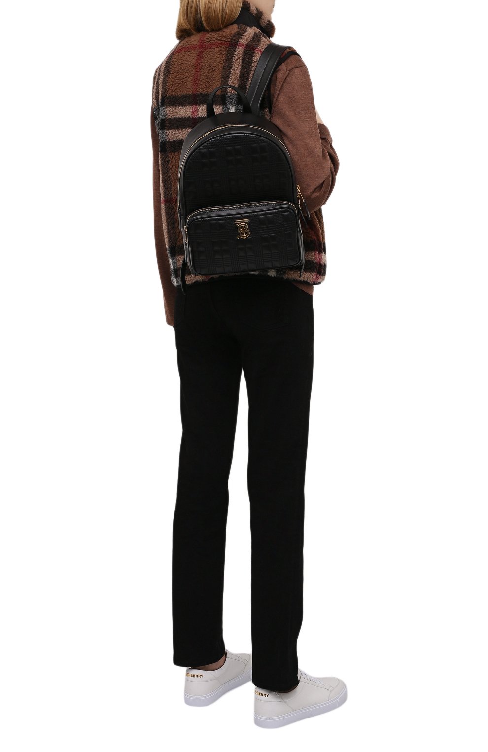 Женский рюкзак tb BURBERRY черного цвета, арт. 8019601 | Фото 3 (Размер: medium; Материал: Натуральная кожа; Статус проверки: Проверено, Проверена  категория; Стили: Кэжуэл)