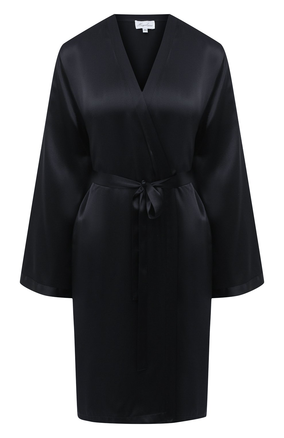 Женский шелковый халат MARJOLAINE черного цвета, арт. Laser | Фото 1 (Материал внешний: Шелк)