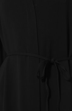 Женское платье из вискозы BOSS черного цвета, арт. 50496388 | Фото 5 (Женское Кросс-КТ: платье-рубашка, Платье-одежда; Рукава: Длинные; Случай: Повседневный; Материал сплава: Проставлено; Дл ина Ж (юбки, платья, шорты): Миди; Материал внешний: Вискоза; Драгоценные камни: Проставлено; Стили: Кэжуэл)