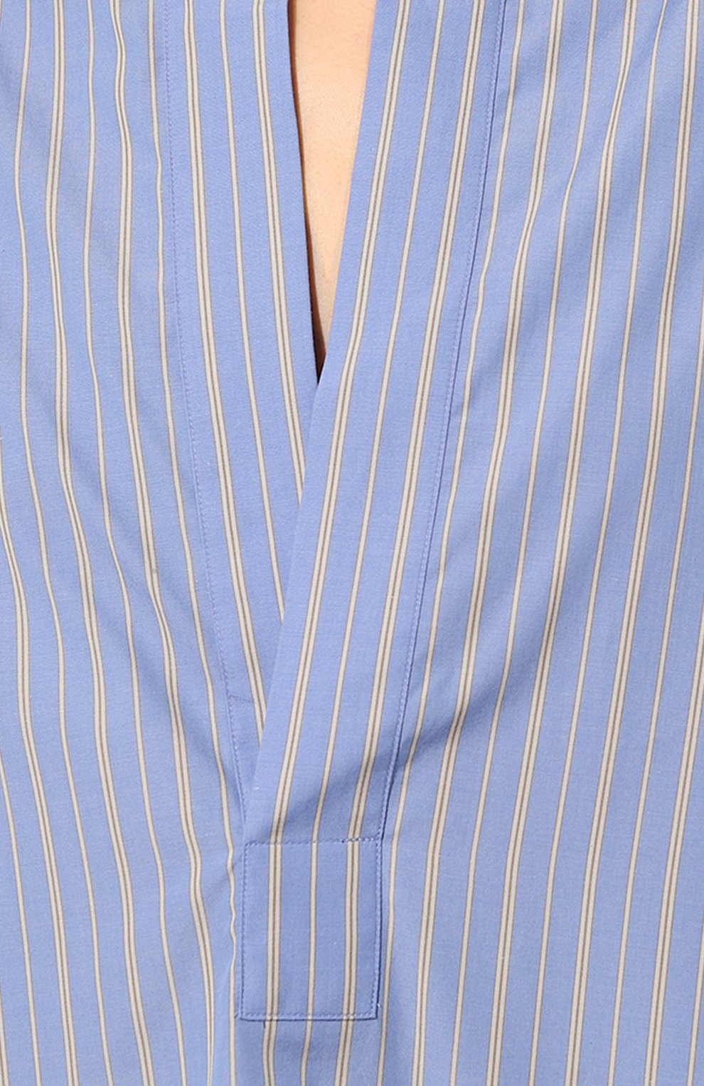 Женская хлопковая рубашка PETAR PETROV голубого цвета, арт. S23B17 | Фото 5 (Рукава: Длинные; Женское Кросс-КТ: Рубашка-одежда; Принт: С принтом; Длина (для топов): Удлиненные; Материал сплава: Проставлено; Материал внешний: Хлопок; Драгоценные камни: Проставлено; Стили: Кэжуэл)