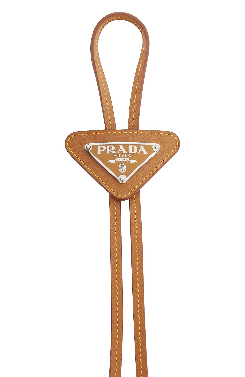 Мужской кожаный галстук bolo PRADA коричневого цвета, арт. 2IC027-QHH-F098L | Фото 3 (Принт: Без принта; Материал: Натуральная кожа)
