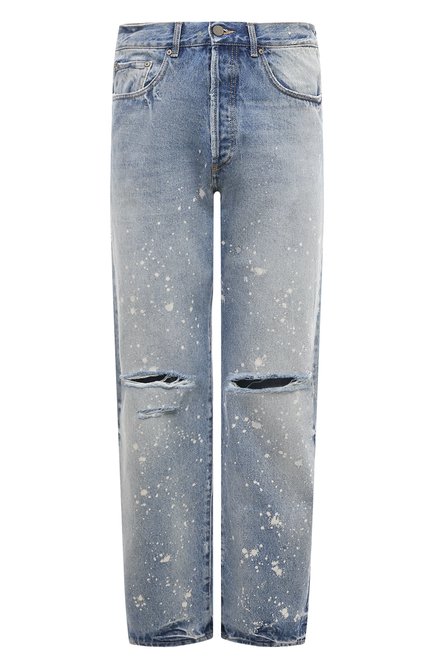 Мужские джинсы PALM ANGELS голубого цвета, арт. PMYA040F23DEN0084060 | Фото 1 (Материал сплава: Проставлено; Драгоценные камни: Проставлено; Материал внешний: Хлопок; Длина (брюки, джинсы): Стандартные)