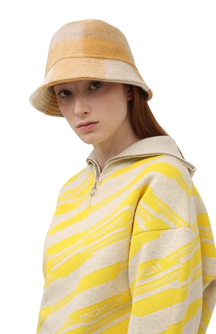 Женская панама ISABEL MARANT желтого цвета, арт. CU0026-22P030A/HALEY | Фото 2 (Материал: Синтетический материал, Текстиль)