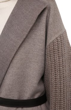 Женское пальто из шерсти и кашемира MANZONI24 серого цвета, арт. 19M523-DB1VXL13/40-46 | Фото 5 (Материал внешний: Шерсть, Кашемир; Рукава: Длинные; Длина (верхняя одежда): До колена; 1-2-бортные: Однобортные; Стили: Кэжуэл)