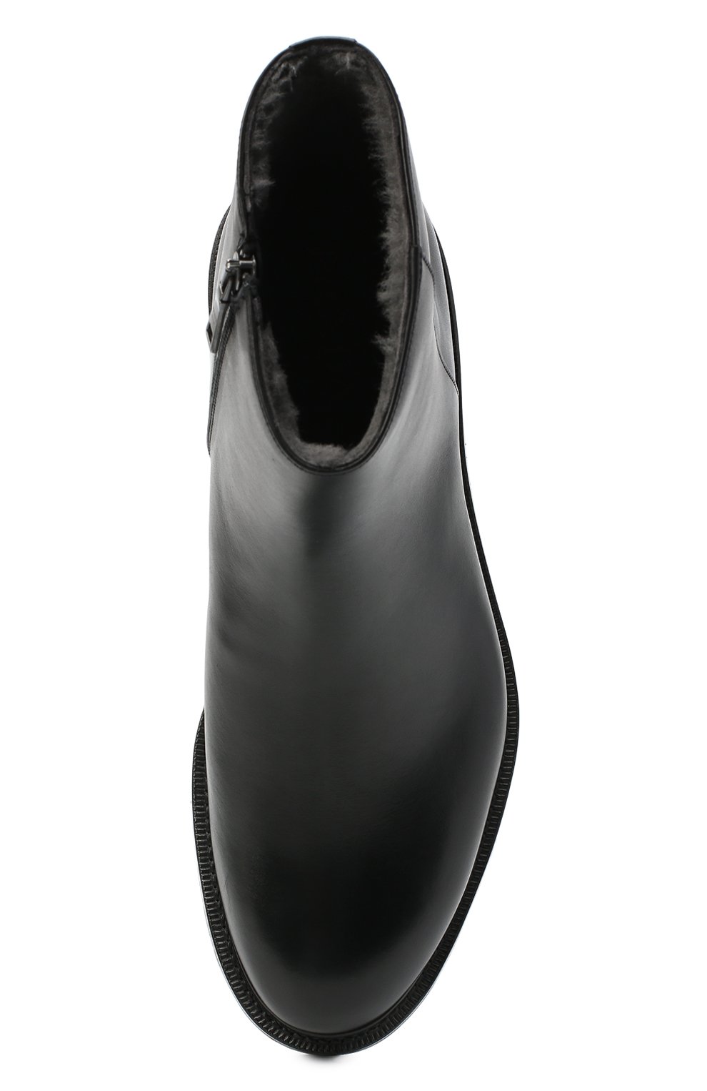 Мужские кожаные сапоги PRADA черного цвета, арт. 2TF030-3F98-F0632-A000 | Фото 5 (Материал утеплителя: Натуральный мех; Мужское Кросс-КТ: зимние сапоги, Сапоги-обувь; Подошва: Плоская)