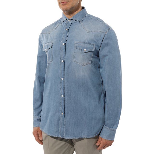 фото Джинсовая рубашка brunello cucinelli