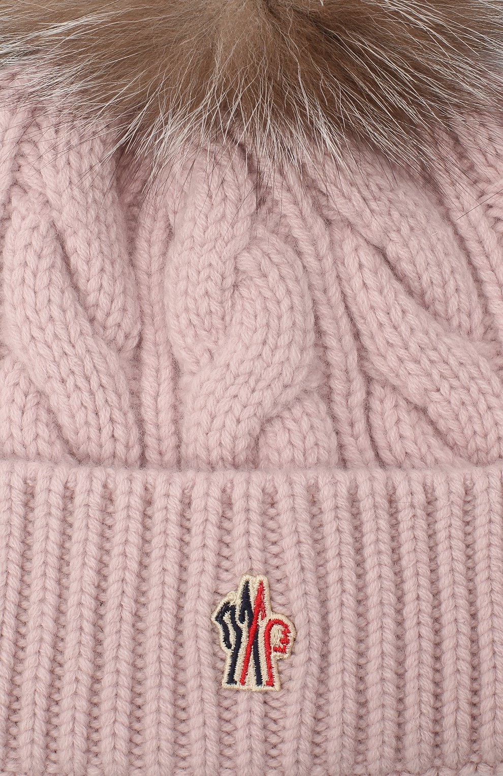 Женская шерстяная шапка MONCLER розового цвета, арт. F2-098-3B702-01-A0069 | Фото 3 (Материал: Текстиль, Кашемир, Шерсть)