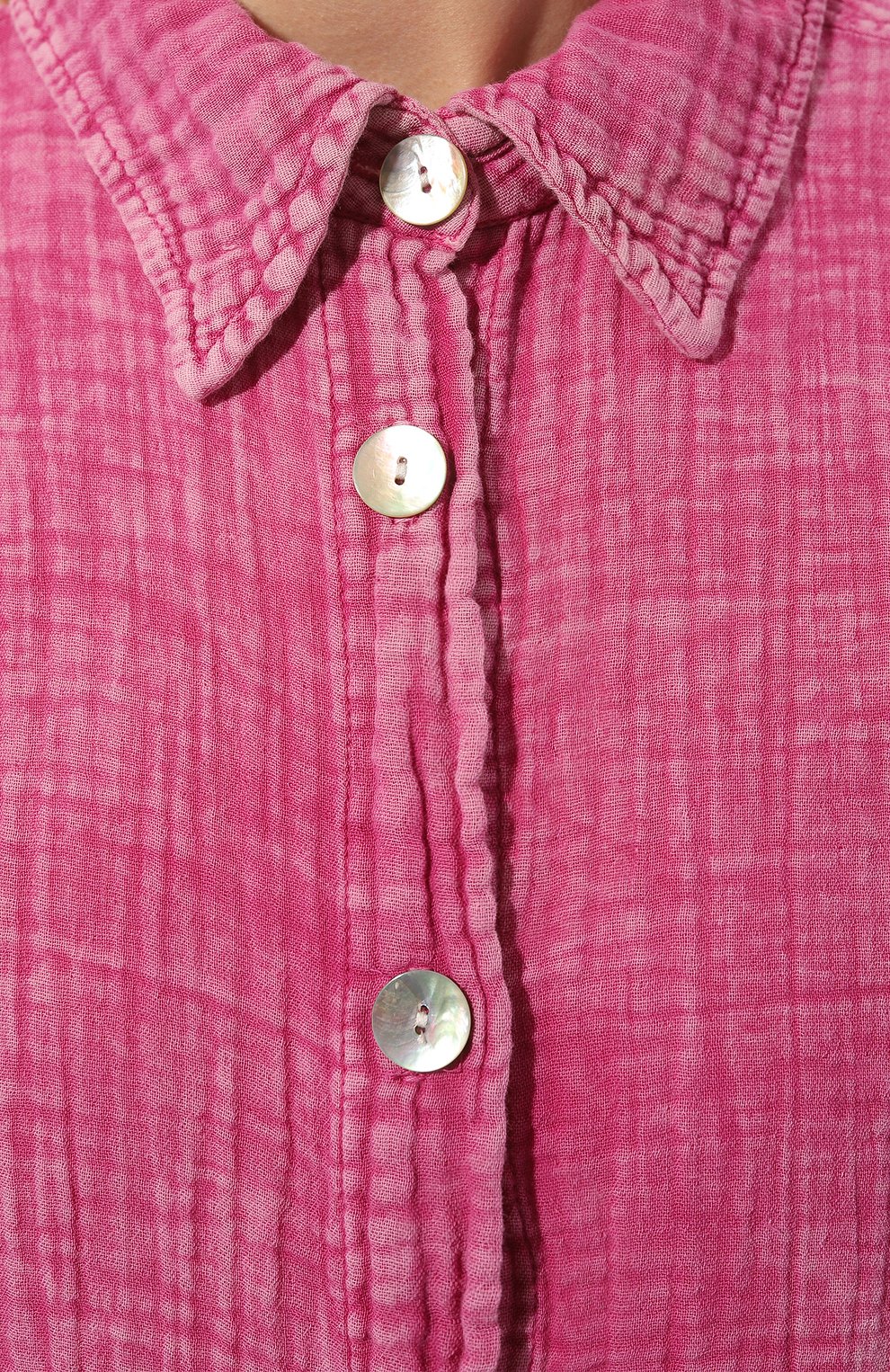 Женская хлопковая рубашка ELECTRIC&ROSE фуксия цвета, арт. LFCV173ACI | Фото 5 (Рукава: Длинные; Принт: Без принта; Женское Кросс-КТ: Рубашка-одежда; Длина (для топов): Удлиненные; Материал сплава: Проставлено; Материал внешний: Хлопок; Драгоценные камни: Проставлено; Стили: Кэжуэл)