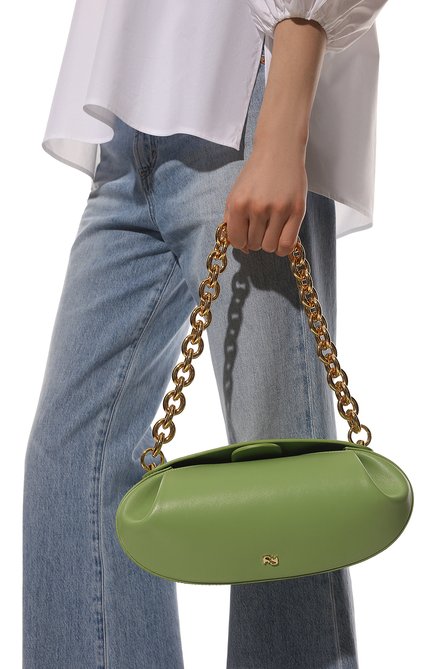 Женская сумка baton YUZEFI светло-зеленого цвета, арт. YUZRS22-HB-BT-20 | Фото 2 (Ремень/цепочка: На ремешке; Размер: medium; Материал: Натуральная кожа; Сумки-технические: Сумки top-handle)