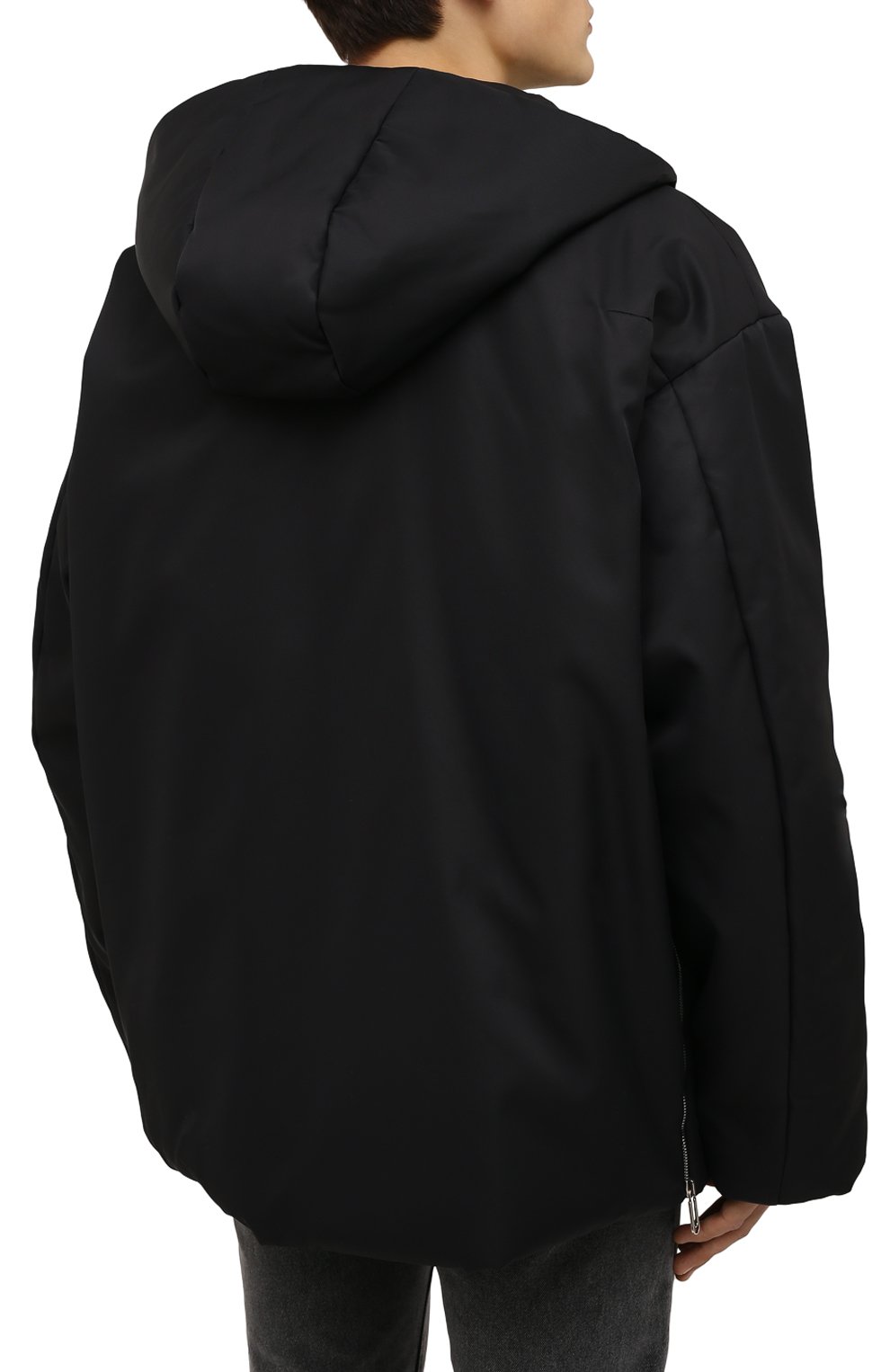 Мужская утепленная куртка OFF-WHITE черного цвета, арт. 0MEC019F21FAB001 | Фото 4 (Кросс-КТ: Куртка; Рукава: Длинные; Shop in Shop M: Верхняя одежда; Длина (верхняя одежда): До середины бедра; Материал внешний: Синтетический материал; Стили: Гранж; Мужское Кросс-КТ: утепленные куртки; Материал сплава: Проставлено; Материал подклада: Синтетический материал; Драгоценные камни: Проставлено)