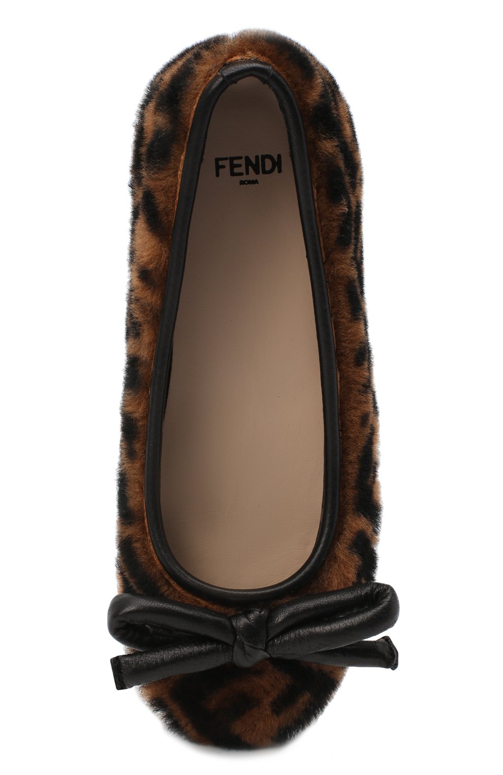 Кожаные балетки с меховой отделкой Fendi JFR314/AD7M/32-39 Фото 4