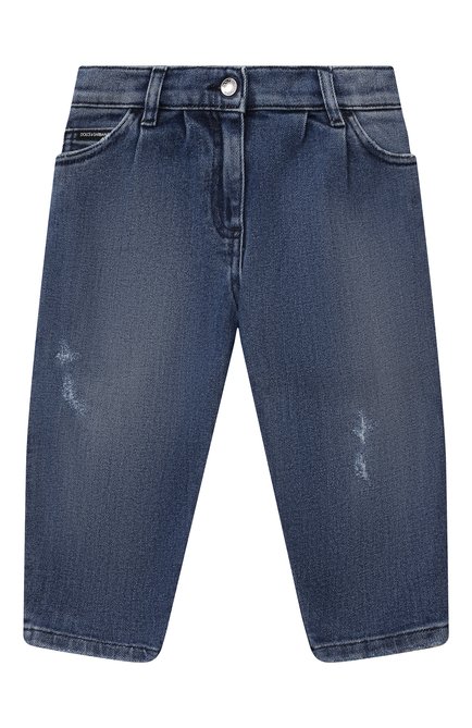 Детские джинсы DOLCE & GABBANA синего цвета, арт. L52F38/LDA15/2-6 | Фото 1 (Материал внешний: Хлопок; Кросс-КТ: джинсы; Детали: Потертости; Ростовка одежда: 2 года | 92 см, 3 года | 98 см, 4 года | 104 см, 5 лет | 110 см, 6 лет | 116 см)