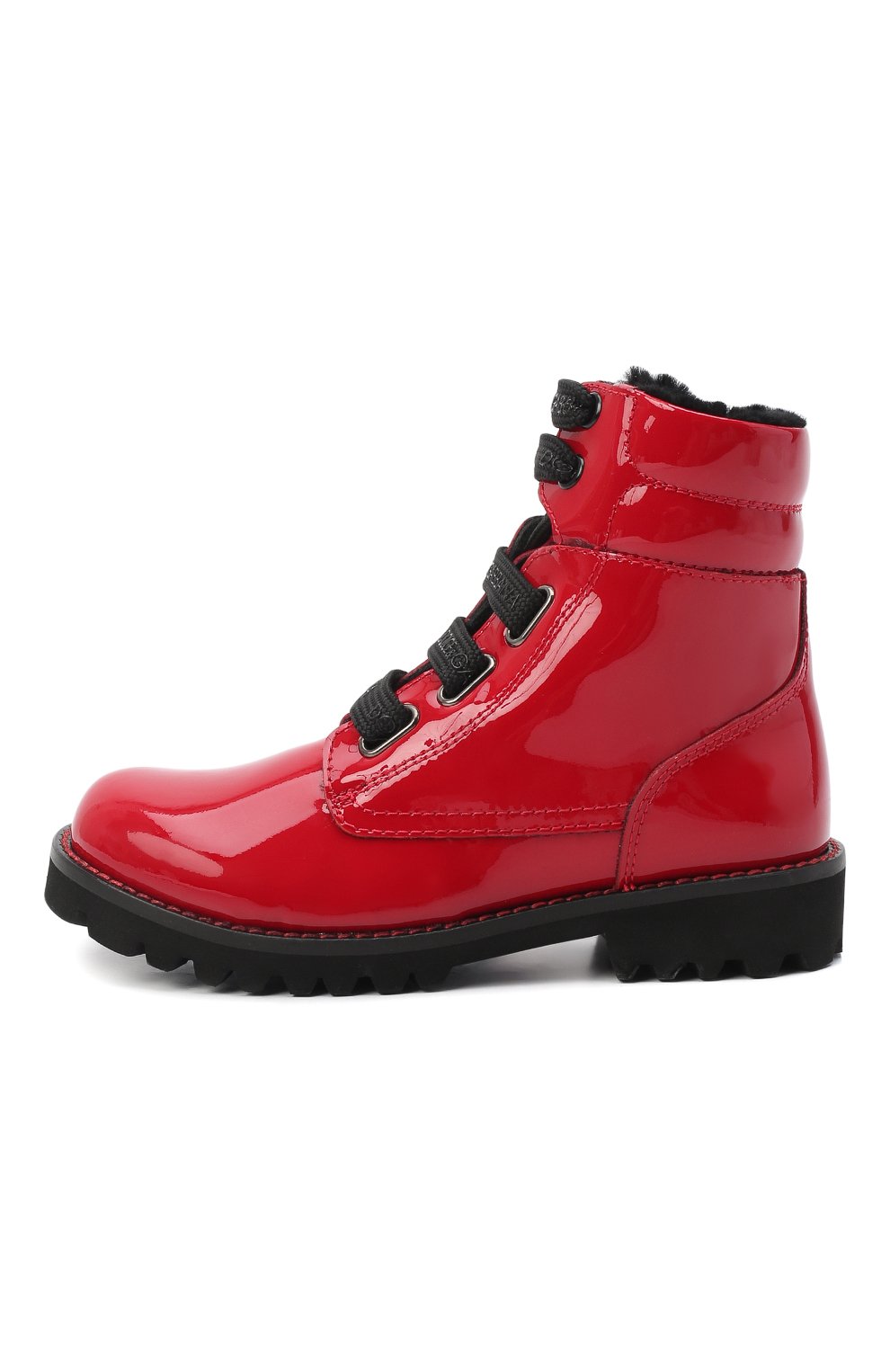 Кожаные ботинки с меховой отделкой Dolce & Gabbana D10849/AB543/29-36 Фото 2