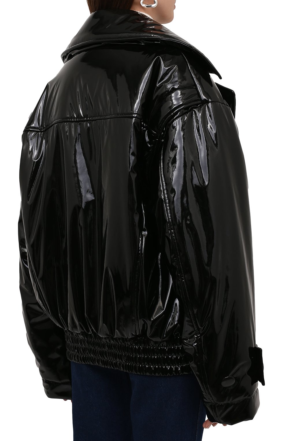Женская утепленная куртка DOLCE & GABBANA черного цвета, арт. F9K07T/FUSJQ | Фото 4 (Кросс-КТ: Куртка, Утепленный, Пуховик; Рукава: Длинные; Стили: Гламурный; Материал внешний: Синтетический материал; Материал подклада: Синтетический материал; Длина (верхняя одежда): Короткие)