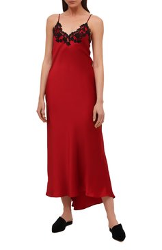 Женская шелковая сорочка LA PERLA красного цвета, арт. 0019226 | Фото 2 (Материал внешний: Шелк; Статус проверки: Проверена категория)