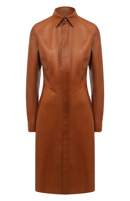 Женское кожаное платье RALPH LAUREN коричневого цвета по цене 570500 руб., арт. 290815917 | Фото 1