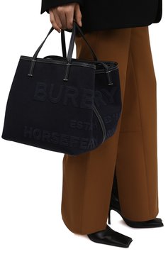 Женский сумка-шопер note medium BURBERRY темно-синего цвета, арт. 8044174 | Фото 6 (Сумки-технические: Сумки-шопперы; Размер: medium; Материал: Текстиль)