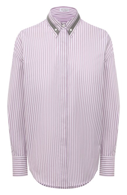 Женская хлопковая рубашка BRUNELLO CUCINELLI сиреневого цвета по цене 129000 руб., арт. MA735RH536 | Фото 1