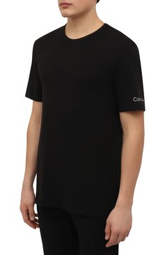 Мужская футболка CALVIN KLEIN черного цвета, арт. NM2192E | Фото 3 (Кросс-КТ: домашняя одежда; Рукава: Короткие; Материал внешний: Синтетический материал, Хлопок; Длина (для топов): Стандартные)
