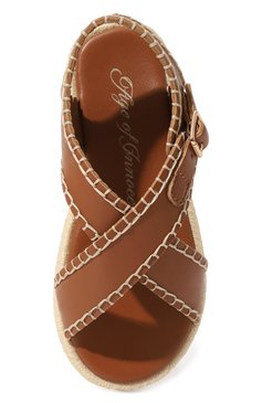 Детские кожаные сандалии AGE OF INNOCENCE коричневого цвета, арт. 000343/ZELLA/25-31 | Фото 4 (Материал внутренний: Натуральная кожа)