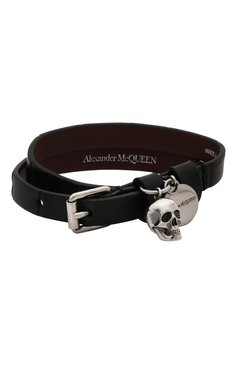 Мужской кожаный браслет ALEXANDER MCQUEEN черного цвета, арт. 554466/DZT0Y | Фото 1 (Материал: Кожа)