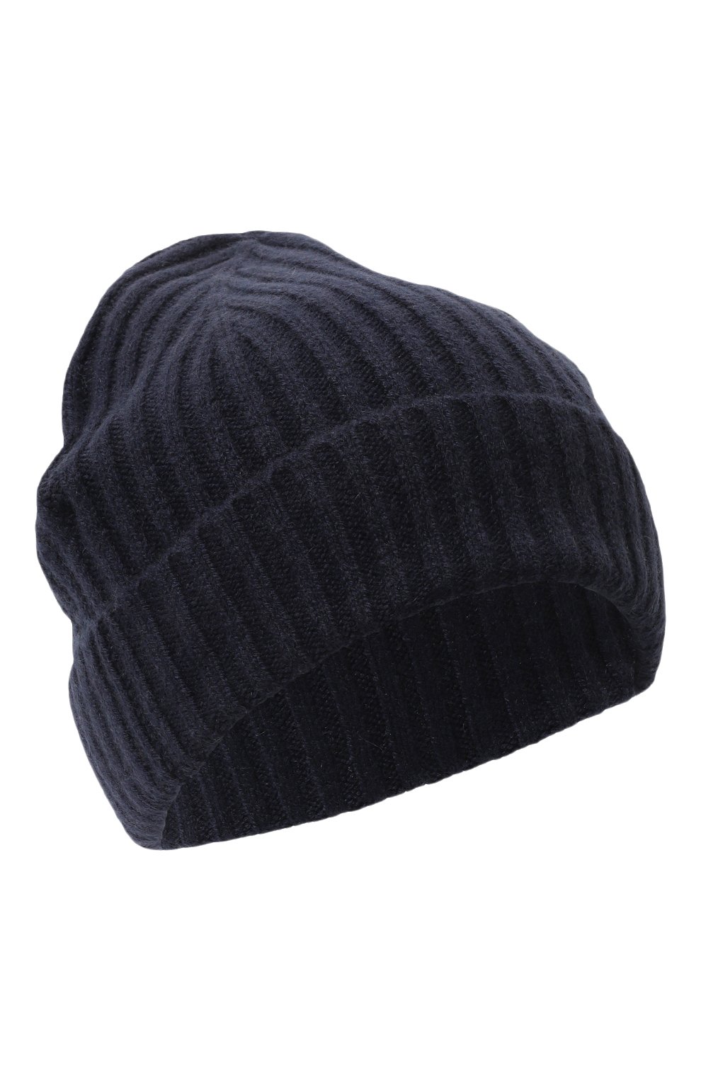 Женская кашемировая шапка ALLUDE темно-синего цвета, арт. 235/11430 | Фото 1 (Материал: Текстиль, Кашемир, Шерсть; Материал сплава: Проставлено; Нос: Не проставлено)
