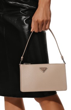 Женская сумка PRADA бежевого цвета, арт. 1BC155-NZV-F0NZ2-OOM | Фото 2 (Сумки-технические: Сумки top-handle; Материал: Натуральная кожа; Размер: mini)