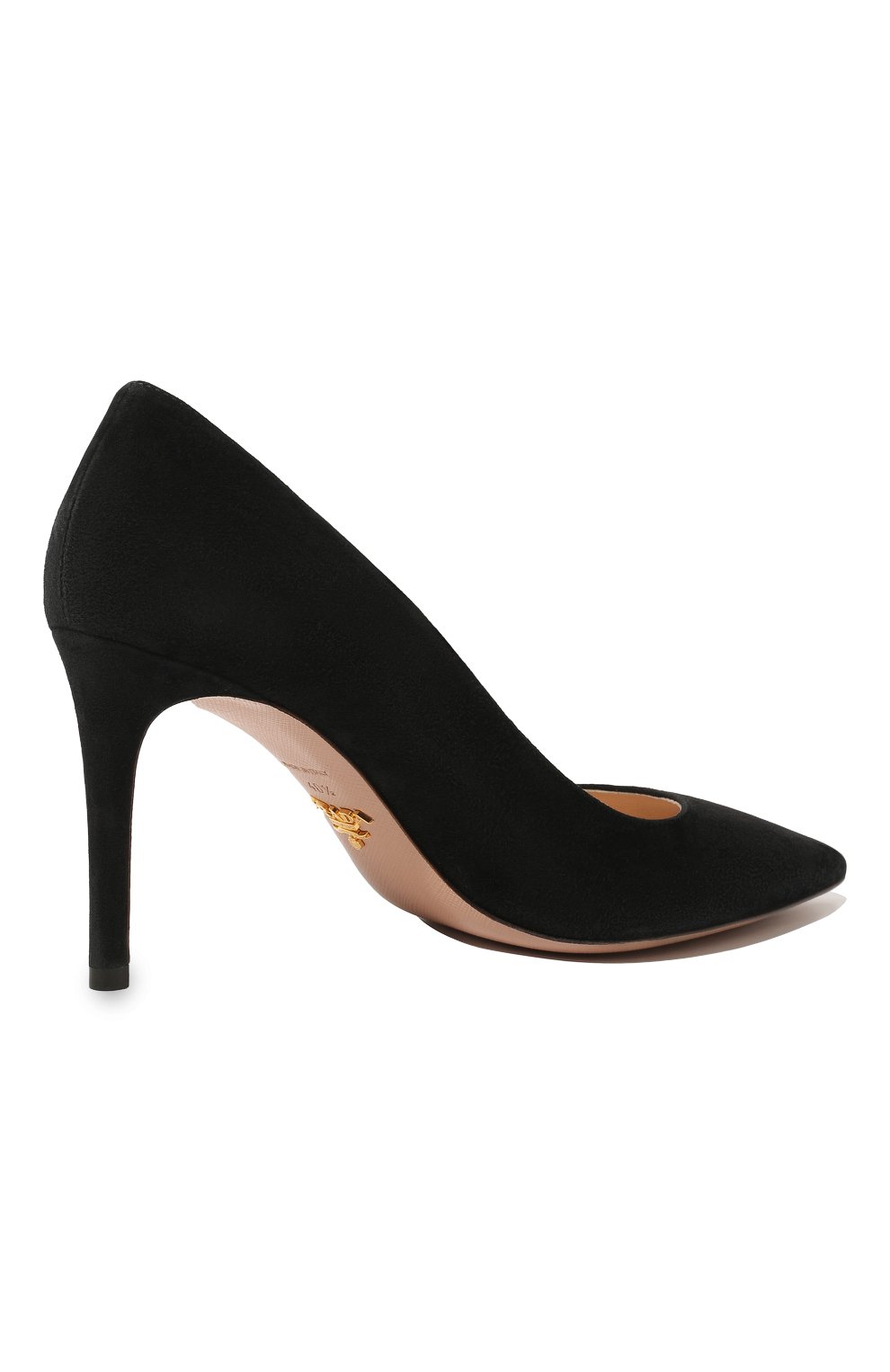 Женские замшевые туфли PRADA черного цвета, арт. 1I834I-008-F0002-085 | Фото 5 (Каблук высота: Высокий, Средний; Каблук тип: Шпилька; Подошва: Плоская; Материал внешний: Замша)