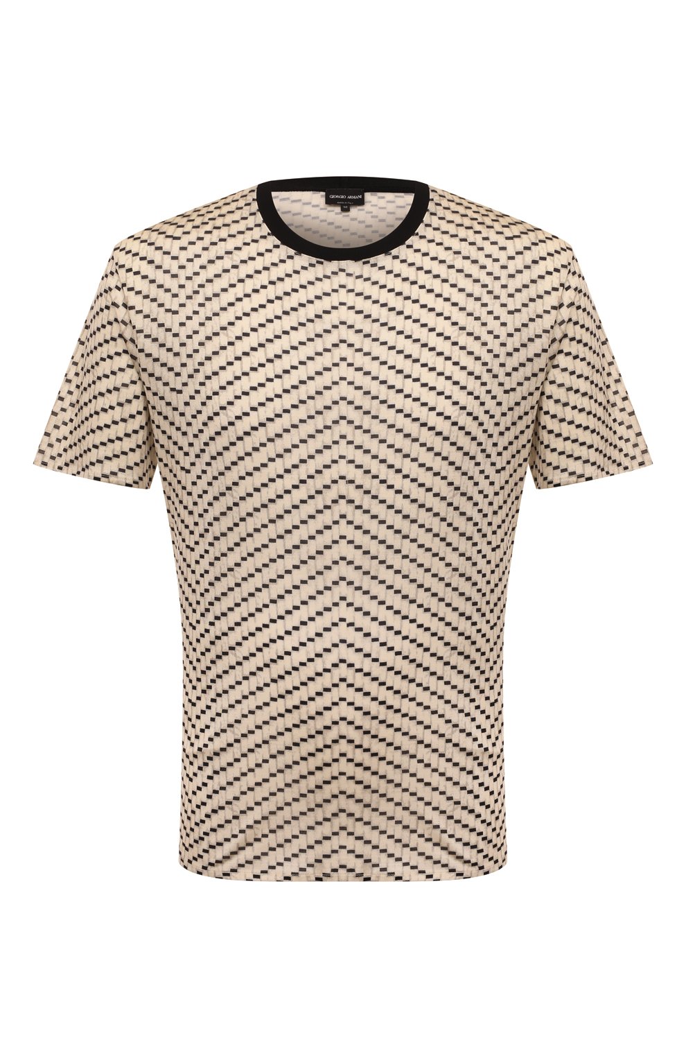 Мужская шелковая футболка GIORGIO ARMANI бежевого цвета, арт. 3RST51/SJGMZ | Фото 1 (Материал внешний: Шелк; Принт: С принтом; Стили: Кэжуэл)