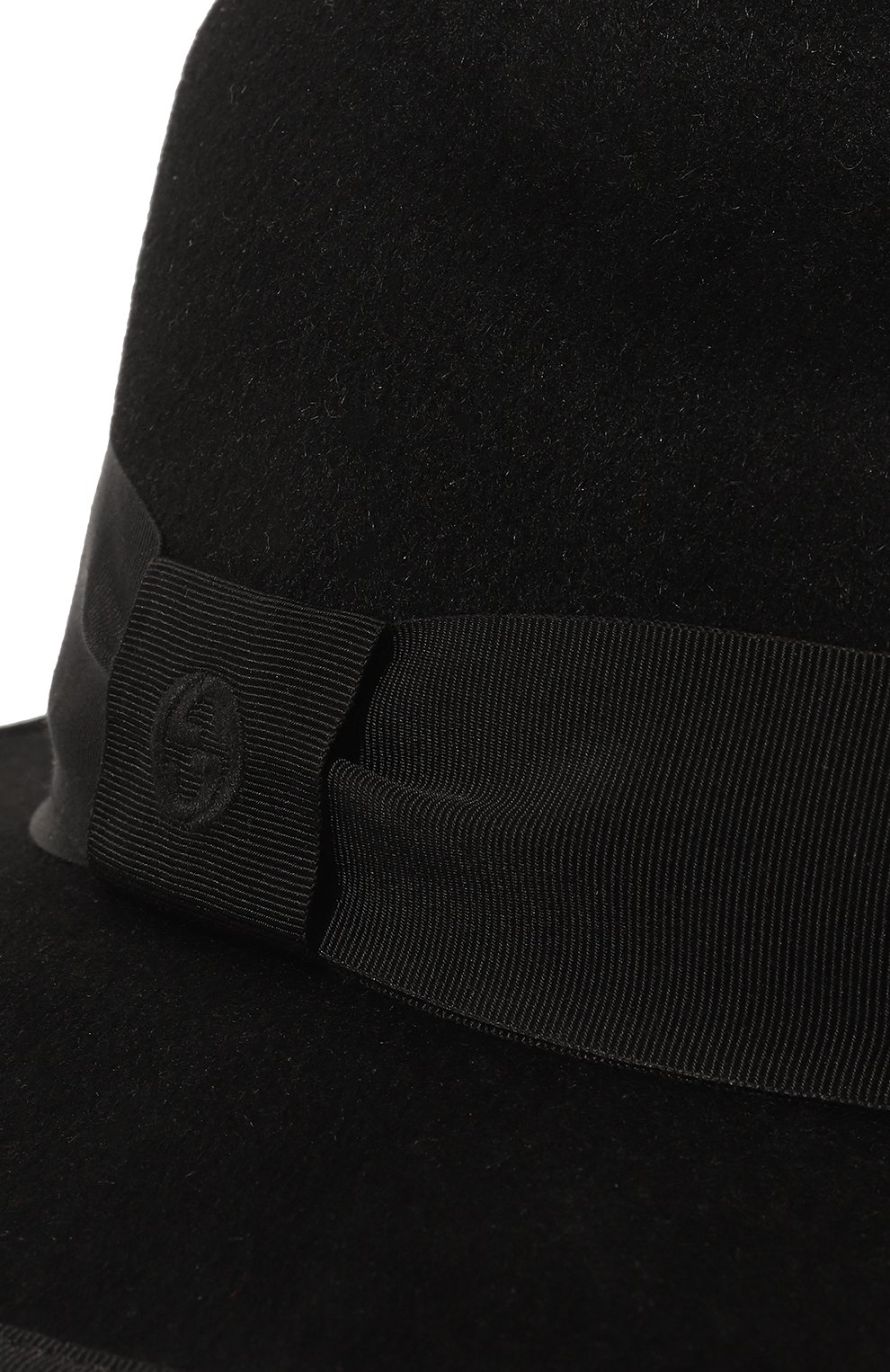 Женская фетровая шляпа GUCCI черного цвета, арт. 628551 4HK71 | Фото 4 (Материал: Текстиль, Шерсть; Материал сплава: Проставлено; Нос: Не проставлено)