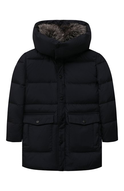 Детское пуховая куртка YVES SALOMON ENFANT темно-синего цвета по цене 72250 руб., арт. 23WEV901XXS13G | Фото 1