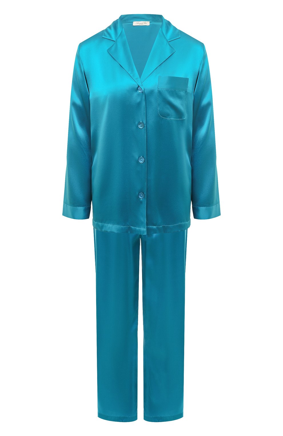 Женская шелковая пижама LUNA DI SETA бирюзового цвета, арт. VLST08007 | Фото 1 (Материал внешний: Шелк; Материал сплава: Проставлено; Нос: Не проставлено)