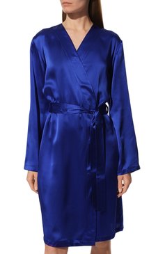 Женский шелковый халат LA PERLA синего цвета, арт. N020293 | Фото 3 (Материал внешний: Шелк; Материал сплава: Проставлено; Нос: Не проставлено)
