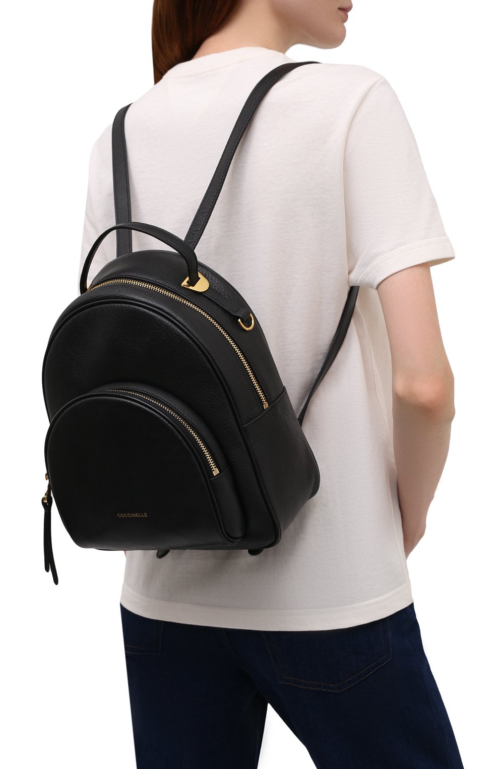 Женский рюкзак lea small COCCINELLE черного цвета, арт. E1 I60 14 01 01 | Фото 2 (Материал: Натуральная кожа; Размер: mini; Стили: Кэжуэл)